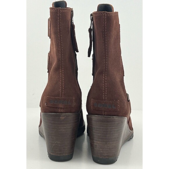 Sorel After Hours Brown Suede Wedge Booties Women’s Ankle Heel Boots Size 8.5 - Picture 5 of 11
